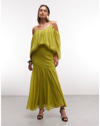 ASOS - Blouson Bodice Maxi Dress With Split Sleeves And Volume Godet Skirt - Lyst