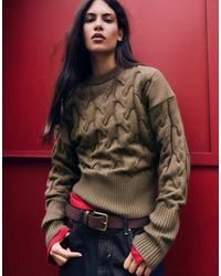 Bershka - Cable-knit Round Neck Jumper - Lyst