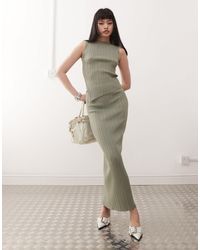 Princess Polly - Ribbed Sleeveless Asymmetric Top And Maxi Skirt Full Set - Lyst