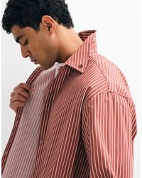 ASOS - Boxy Oversized Stripe Shirt With Placement Prints - Lyst