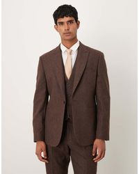 ASOS - Slim Herringbone Suit Jacket With Wool - Lyst