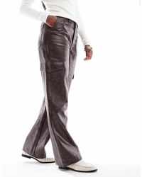ASOS - Pantalones Cargo Marrón Utilitarios De Cuero Sintético De - Lyst