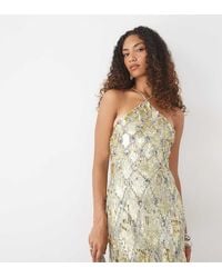 ASOS - Asos Design Tall Diamond Fringe Halter Embellished Sequin Mini Dress - Lyst