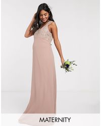 TFNC London Bridesmaid - Zwangerschapskleding - Jurk Met Geschulpte Kanten Top - Meerkleurig