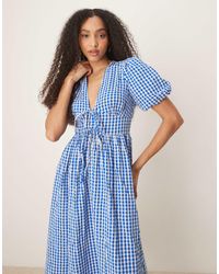 Nobody's Child - – scottie – midikleid mit -weißen vichy-karos und puffärmeln - Lyst