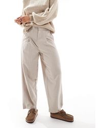 ASOS - Pantalon coupe ample ajustée à ourlet boutonné - taupe rayé - Lyst