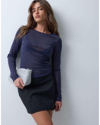 ASOS - Textured Mesh Hotfix Long Sleeve Top - Lyst