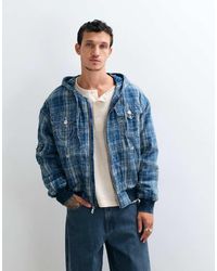 TRUE RELIGION - Hooded Plaid Check Jacket - Lyst
