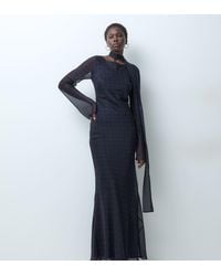 ASOS - Asos Design Tall Chiffon Bias Cut Maxi Dress With Matching Scarf - Lyst