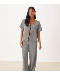 JDY Petite - Seersucker Wide Leg Trousers Co-ord - Lyst