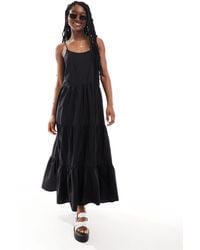 Monki - Maxi Dress With Tiered Layers And Strappy Low Back - Lyst
