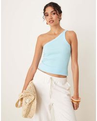 Abercrombie & Fitch - Top Senza Maniche Monospalla A Coste Asimmetrico - Lyst