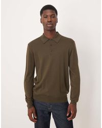 Mango - 100% Wool Button Up Long Sleeve Knitted Polo Top - Lyst