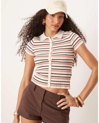 Stradivarius - Knitted Cropped Short Sleeve Cardigan Top - Lyst