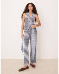 ASOS - Pantalon large d'ensemble à rayures - marron et bleu - Lyst