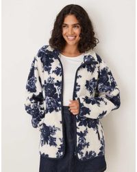 ASOS - Polar Marino Y Crema Con Estampado Floral Y Cremallera De Borreguito De - Lyst