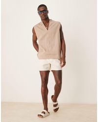 ASOS - Bermuda slim court en lin mélangé - taupe - Lyst