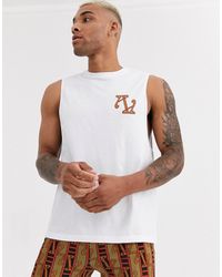 ASOS Lounge Pyjama megging And Singlet Set With Monogram Print - White