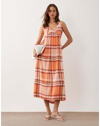 ASOS - Linen Blend Deep V Maxi Sundress - Lyst
