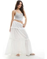 Monki - Maxi Rok Met Stroken En Ruches - Lyst