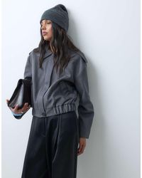 ASOS - Top Collar Suedette Bomber Jacket - Lyst