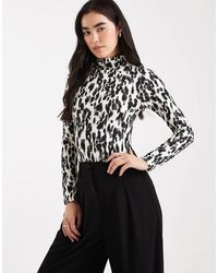 Miss Selfridge - Sculpted Grown On Neck Bodysuit - Lyst