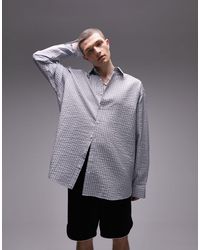 TOPMAN - Long Sleeve Super Oversized Fit Textured Stripe Shirt - Lyst