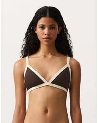 Oysho - Contrast Trim Triangle Bikini Top - Lyst
