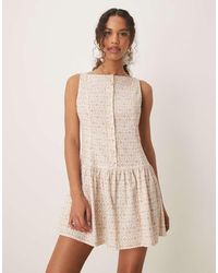ASOS - Mini Jurk Met Rechte Hals, Verlaagde Taille En Knopen - Lyst