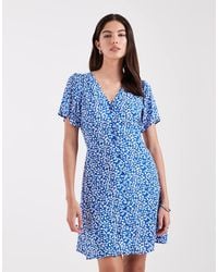 ONLY - V Neck Tie Waist Mini Dress - Lyst