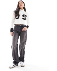 Pull&Bear - Petite Mid Rise Straight Leg Jeans - Lyst