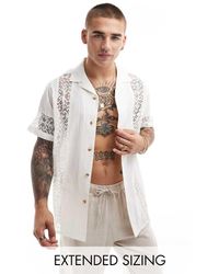 ASOS - Short Sleeve Relaxed Revere Shirt With Lace Panels - Lyst