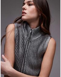 Mango - Zip Through High Neck Sleeveless Top - Lyst