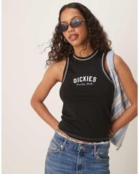 Dickies - Camiseta Negra Sin Mangas De Corte Alargado Con Espalda De Nadadora Y Logo En El Centro De - Lyst