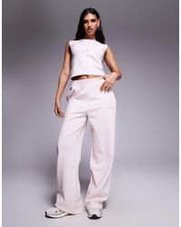 Kaiia - Cotton Rich Bubble Embossed Logo Seam Detail Wide Leg jogger Co-ord - Lyst