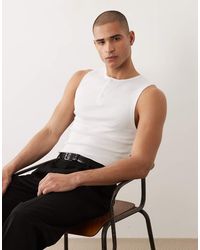 ASOS - Muscle Fit Tank With Henley Neck - Lyst