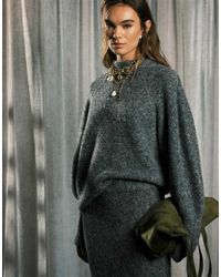 ASOS - Pull duveteux d'ensemble à col montant - anthracite - Lyst