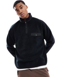 ASOS - Sweat oversize en polaire à col zippé et poche sur la poitrine - Lyst
