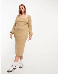 ASOS - Asos Design Curve Knit Midi Dress With Sweetheart Neck - Lyst