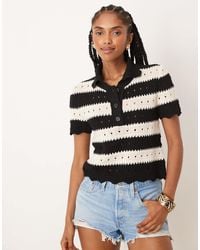 ASOS - – polohemd aus strick mit streifen - Lyst