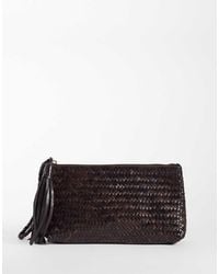 Mango - 100% Leather Woven Pouch - Lyst