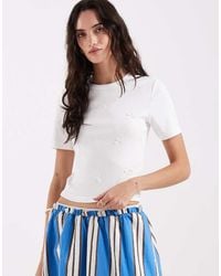 ONLY - Rib T-shirt With Bow Details - Lyst