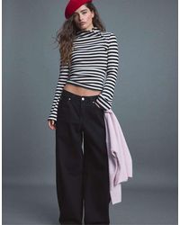 Stradivarius - Button Funnel Neck Sweater - Lyst