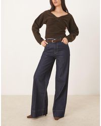 ASOS - Wide Leg Jeans With Crease Front And Belt - Lyst