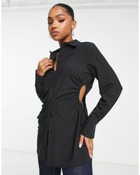New Look - Camicia nera a maniche lunghe con cut-out e arricciatura - Lyst