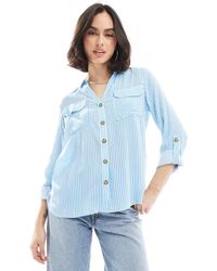 Vero Moda - Camicia E Bianca A Righe Con Bottoni E Tasche - Lyst