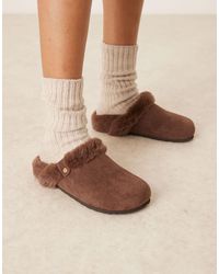 ASOS - – zabby – clogs-hausschuhe im mules-design aus wildlederimitat - Lyst
