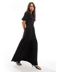 ASOS - Broderie Puff Sleeve Tiered Maxi Dress - Lyst