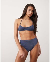 ASOS - Riddy Antibes Glitter Rib Halter Scoop Skinny Crop Bikini Top - Lyst