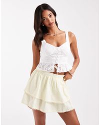 Wednesday's Girl - Textured Tiered Mini Skirt - Lyst
